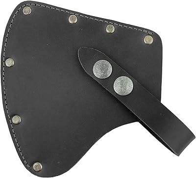 Valhalla Gear, Camper Axe Head Sheath Handmade from Full Grain Leather - Protector Case, Hatchet Blade Safety Sleeve, Camping Accessories, Lumberjack Outdoors Essentials (Charcoal Black)