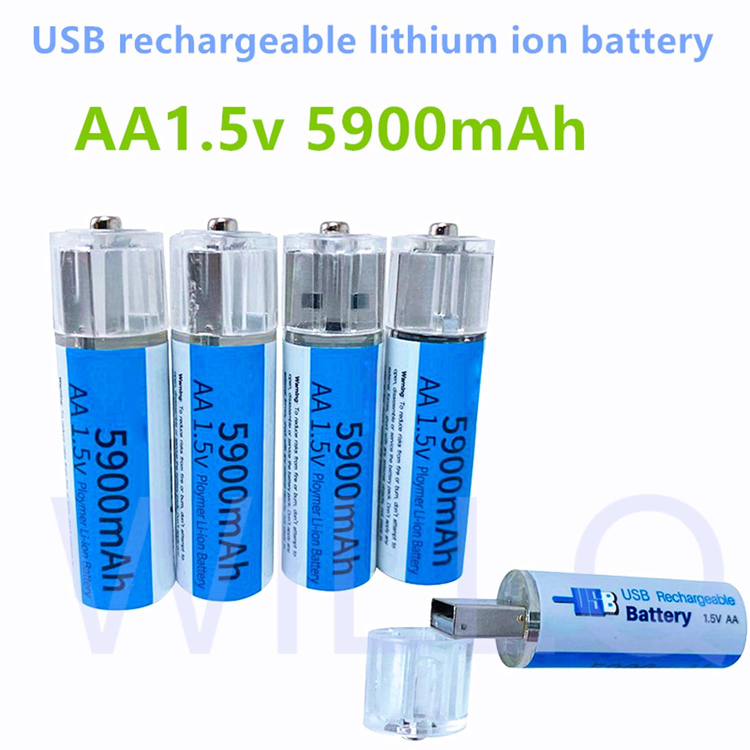 USB-wiederaufladbare AA-Batterien, 1,5 V, Doppel-A-Lithiumbatterien, 1,5 V, 5900 mAh, AA-Li-Ionen-Batterie mit USB-Stecker, 4er-Pack/8er-Pack