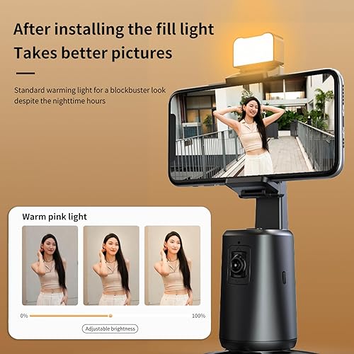 Miniatura 4 de Trípode de seguimiento facial automático con rotación de 360, sin aplicación, soporte de teléfono de seguimiento automático con soporte, control de