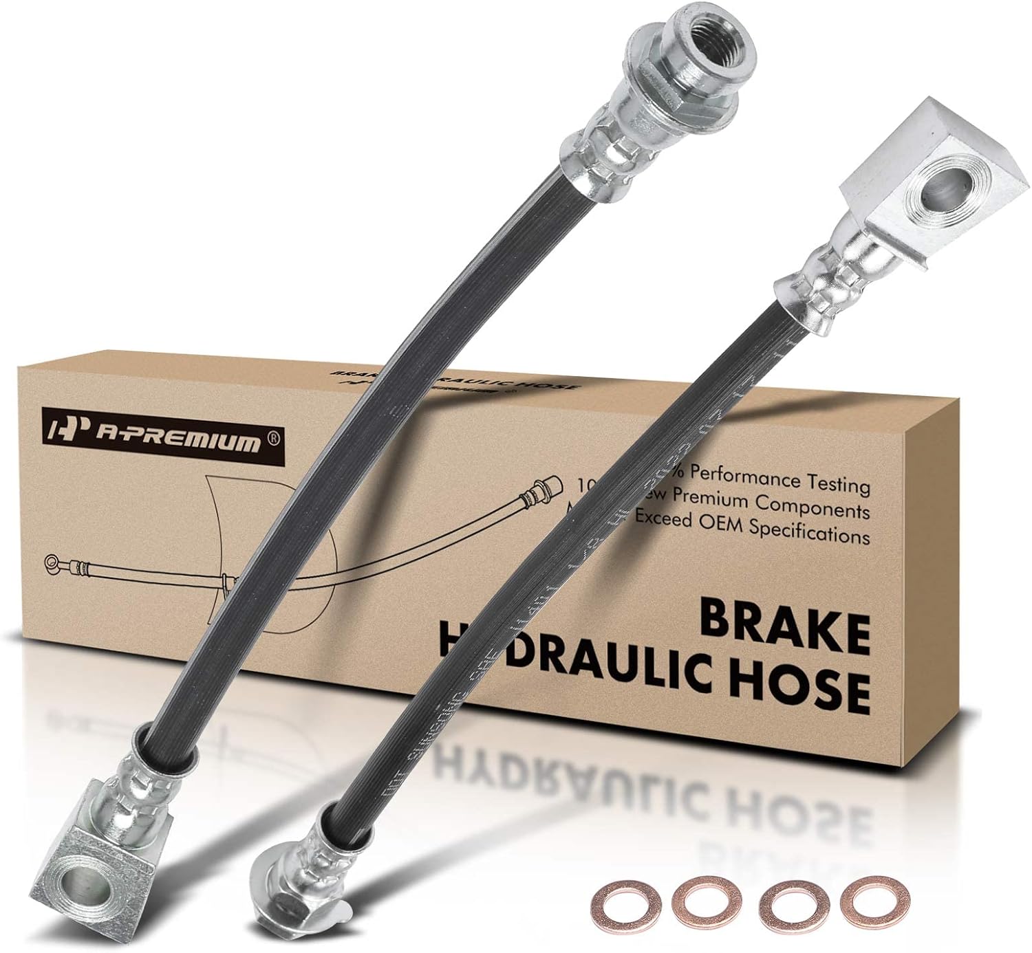 A-Premium Rear Driver and Passenger Brake Hydraulic Hose Compatible with Jeep Models - Liberty 2003 2004 2005 - Replace# 52128514AB(Pack of 2)
