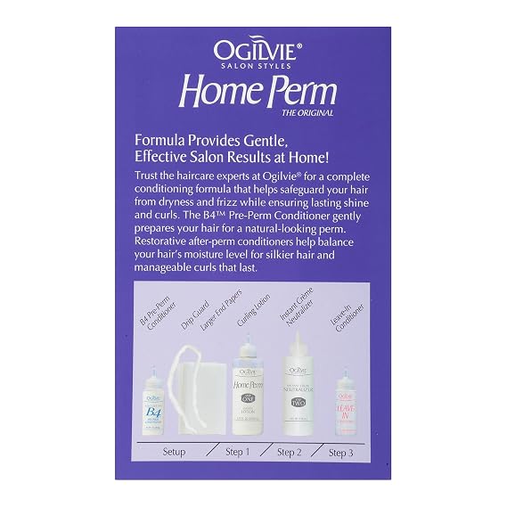 Ogilvie Salon Styles Home Perm The Original for Men & Women - For Color Treated, Thin, Delicate Hair - Lasting Smooth Curls & Waves Before & After Conditioners with Drip Guard - 2 Pc