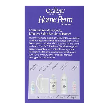 Ogilvie Salon Styles Home Perm The Original for Men & Women - For Color Treated, Thin, Delicate Hair - Lasting Smooth Curls & Waves Before & After Conditioners with Drip Guard - 2 Pc