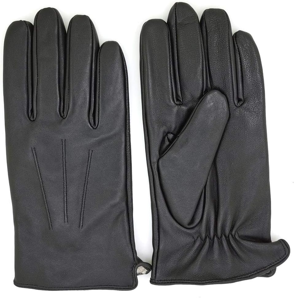 ZLUXURQ Luxury Mens Leather Gloves Cashmere Lined-Soft Comfortable Lambskin Touchsreen - Image 4
