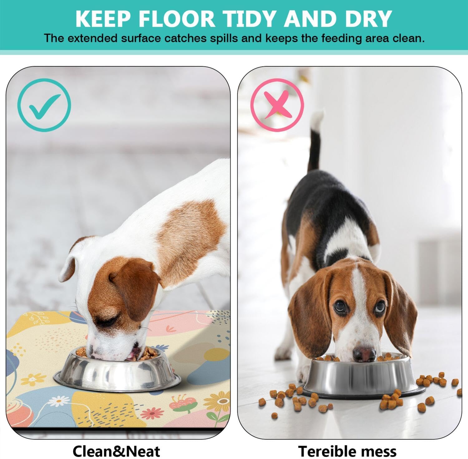 Pet Feeding Mat for Floors Waterproof Dog Mat for Food and Water Absorbent Quick Dry Non Slip mat for Cat Bowls
