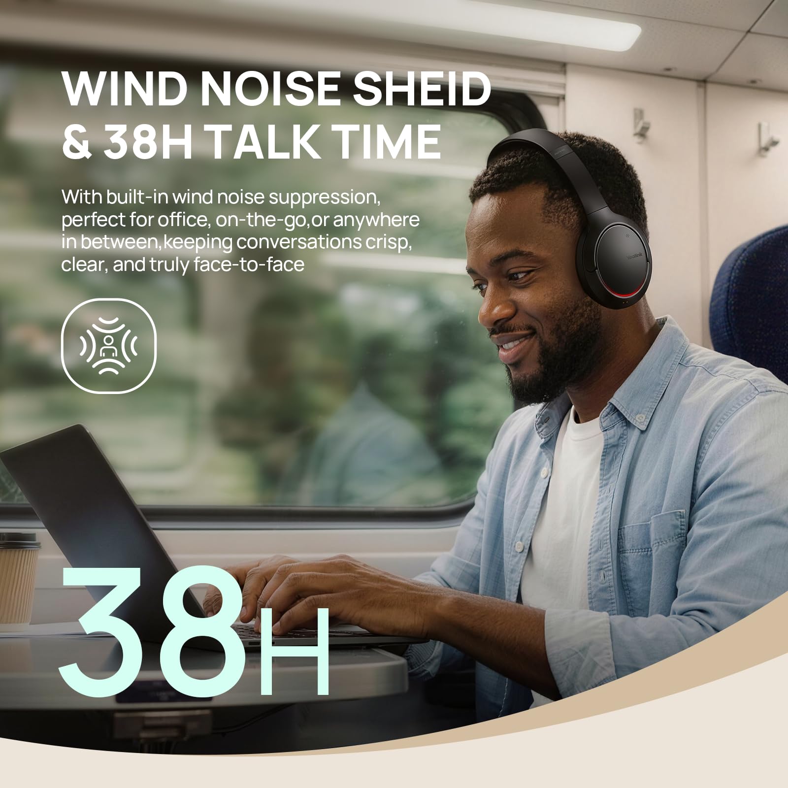 Yealink BH78 Bluetooth Headset mit Lärmschutz Mikrofon, Kopfhörer Over Ear für Homeoffice, Zoom/Teams Zertifiziert, Adaptive ANC für Büro Computer, Kopfhörer Kabellos mit USB-C/A und Dockingstation