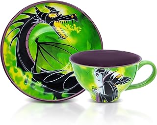 Disney Villains Maleficent Ceramic Teacup and Saucer | Tea Party Set For Coffee, Espresso, Mocha