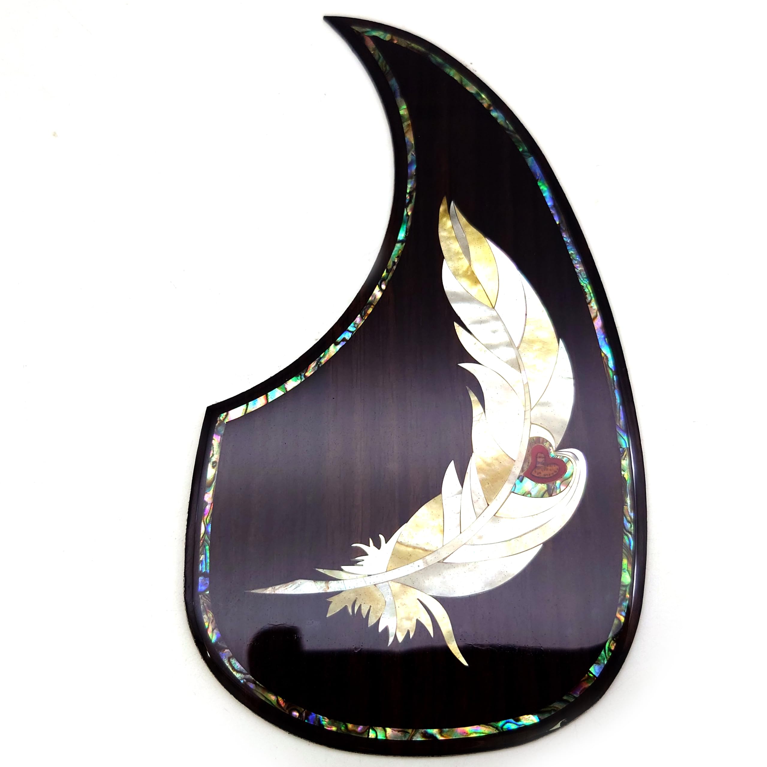 Soild Wood Acoustic Guitar Pickguard with Solid Wood Inlaid Inlaid Abalone Flower Self-adhesive for Martin D-45 for Taylor Guitar or 40-43 Inches Classical Folk Acoustic Guitar Scratch Plate (27)