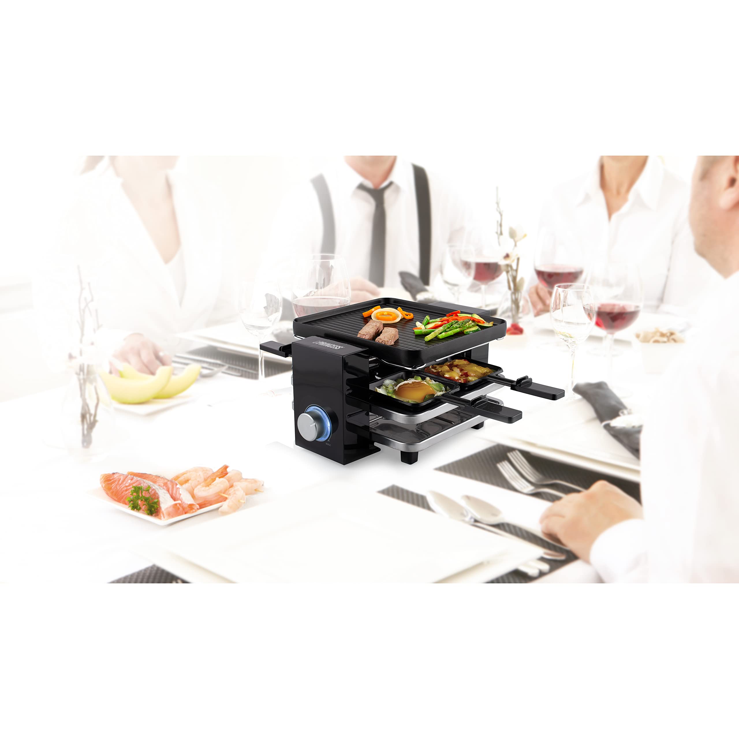 Princess Raclette per 4 Persone Piano Black, 700 W, Nero