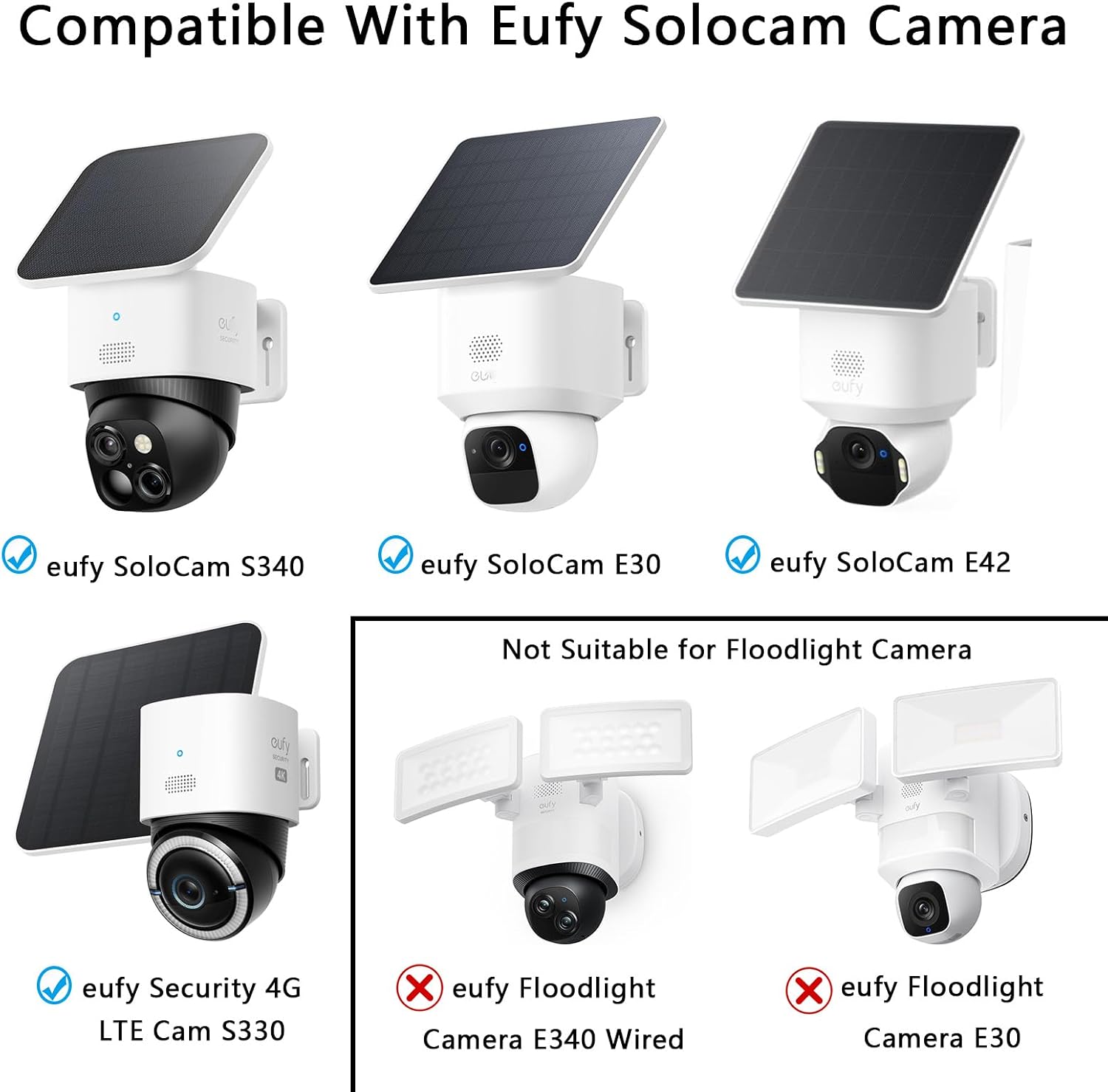 2 PCS Camera Corner Mount Compatible with Eufy SoloCam S340/E30/E42, Eufy 4G LTE Cam S330, 270° Wider View on Both Sides of Exterior Wall Corner, Stainless Steel Mounting Bracket for PTZ Camera
