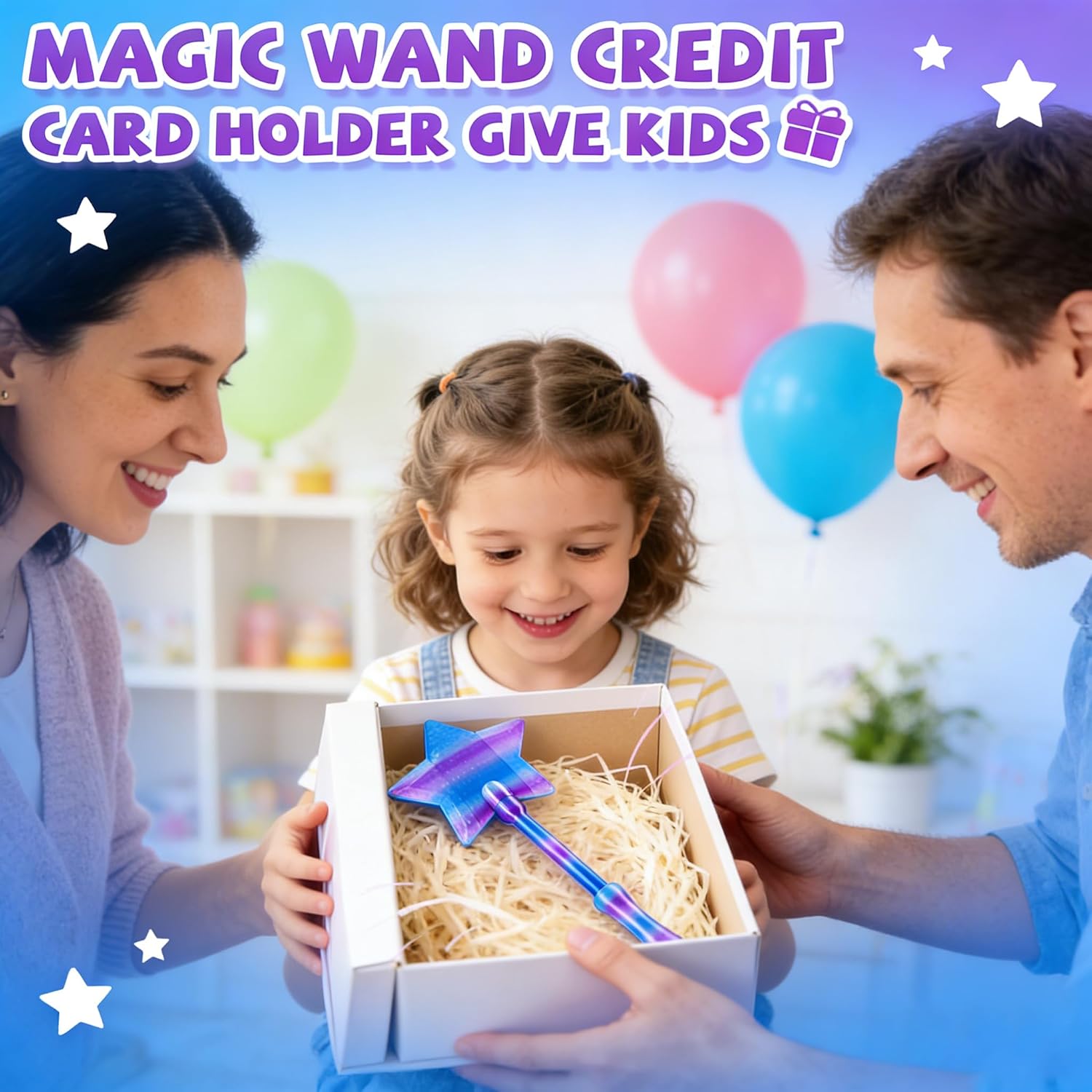 Credit Card Wand 3D Printed Tap to Pay Wand,Magic Fairy Wand Credit Card Holder,Star Magic Wands Contactless Payment Card Holder for Debit NFC Checkout Cards Payment for Party Favors Gifts,Purple