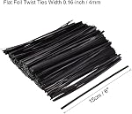 MECCANIXITY 750 Pcs 6" 15cm Foil Twist Ties, Black | Metallic Plastic, Closure Tie for Tying Bread, Candy, Cookies, Gift Bags Arts