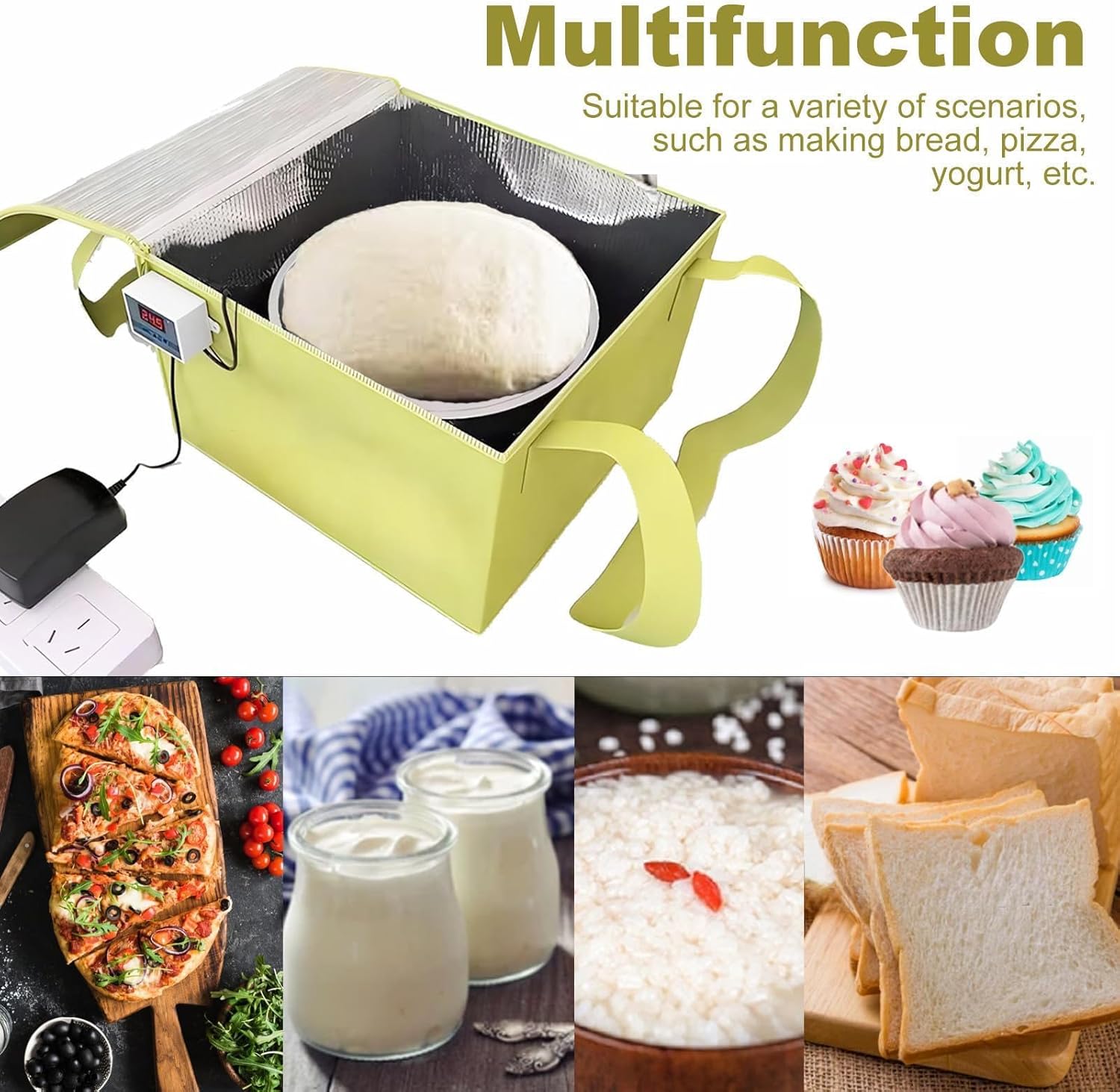 Dough Proofer with Heater, Bread Proofer Warming Box, Low-Temperature Heating for Making Bread Yogurt, Reusable Sourdough Bread Making Tools
