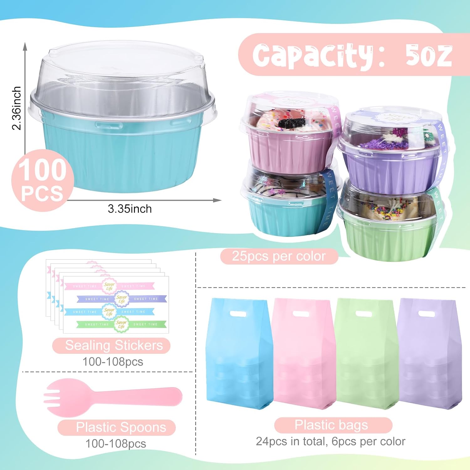 424 Pack Macaron Disposable Aluminum Foil Baking Cups Set,