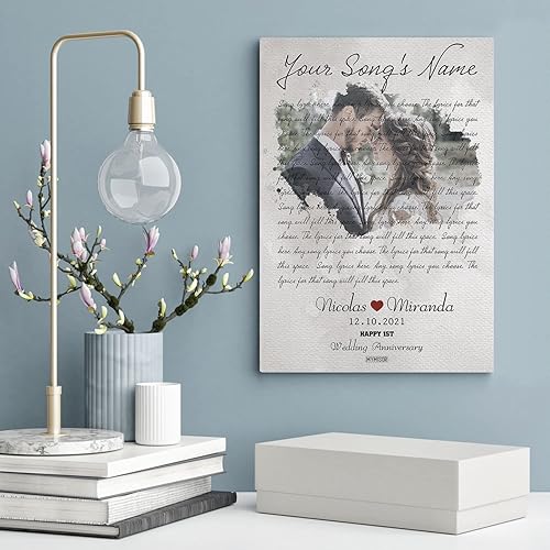 Miniatura 5 de MYMISOR Letras de canción de boda arte de pared personalizado para parejas marido y esposa regalos estéticos para sala de estar decoración familiar