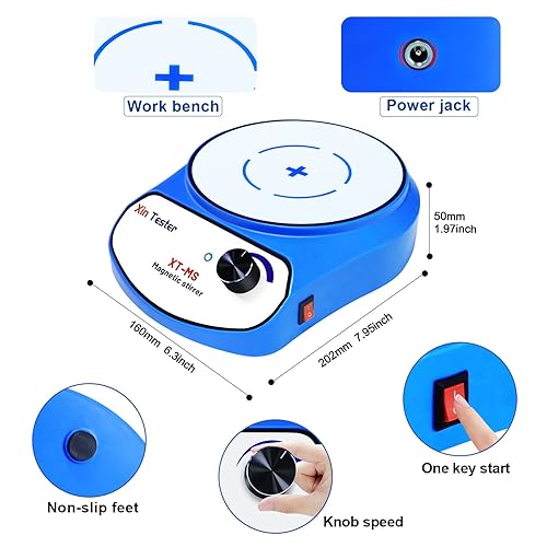 Miniatura 6 de Xin Tester Agitador magnético de 101.4 fl oz, mezclador magnético de acero inoxidable con barra de agitación, placa de agitación magnética para
