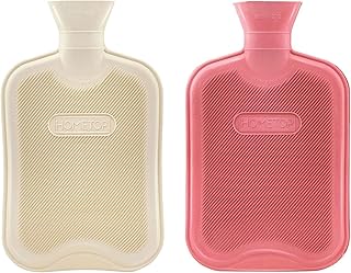 Sponsored Ad - HomeTop Classic 2 Liters Rubber Hot Water Bottle, Great for Pain Relief, Hot and Cold Therapy, 2 Pack (Whit...