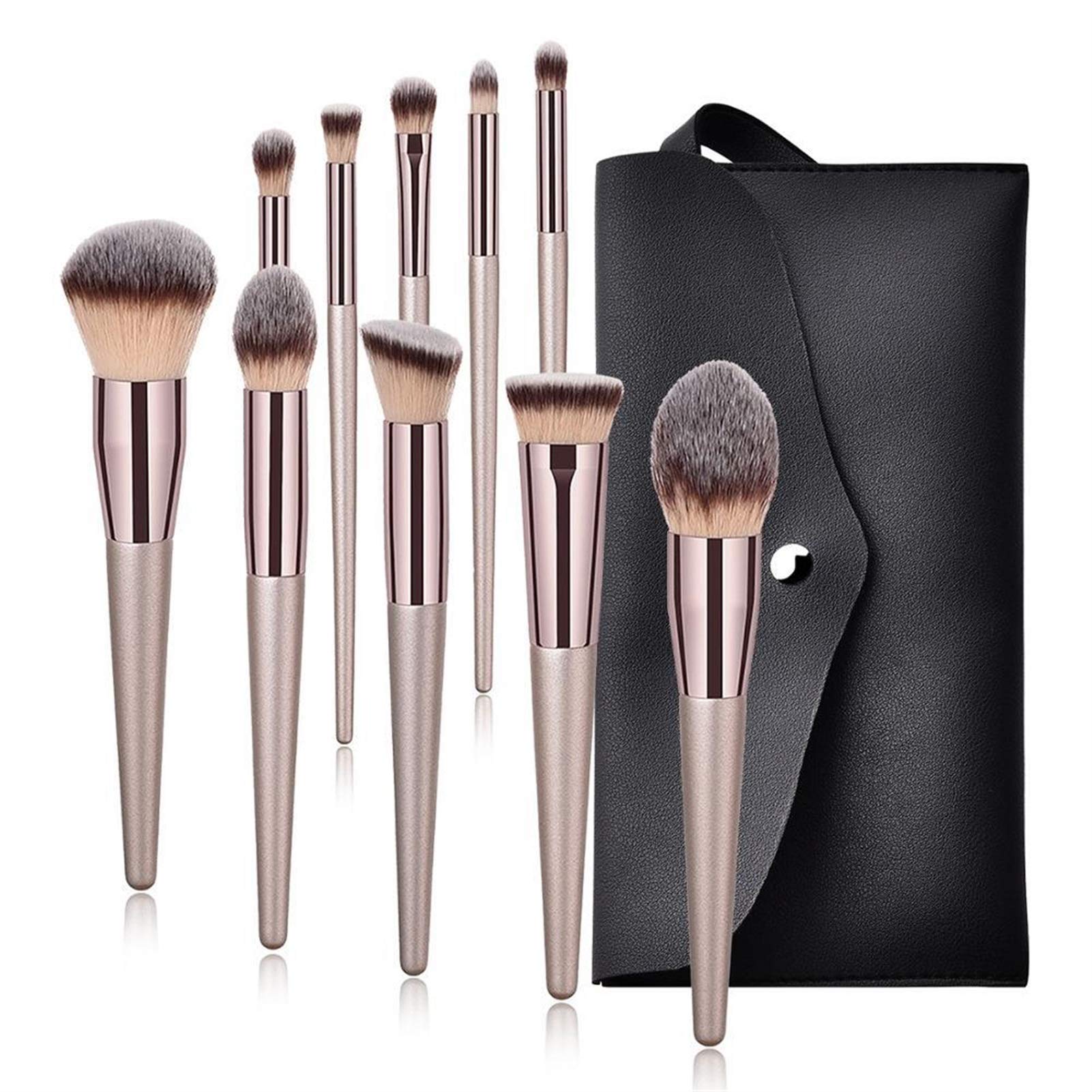 10 pinceaux de maquillage avec sac de rangement pour fard à paupières et fond de teint fluide