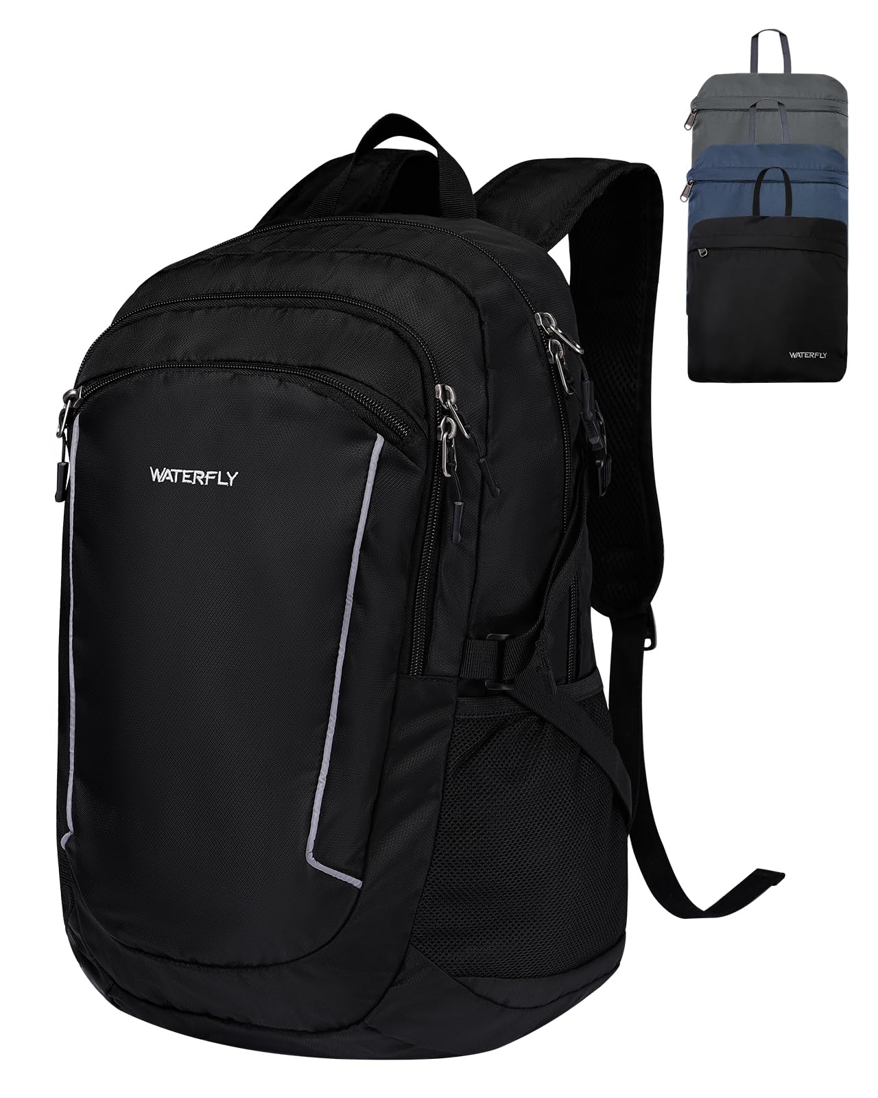 WATERFLY Rucksack Faltbar Wanderrucksack 28L: Tagesrucksack Faltrucksack Leicht Trekkingrucksack Klapprucksack mit Nassfach für Outdoor Wandern Reisen Camping Herren Damen
