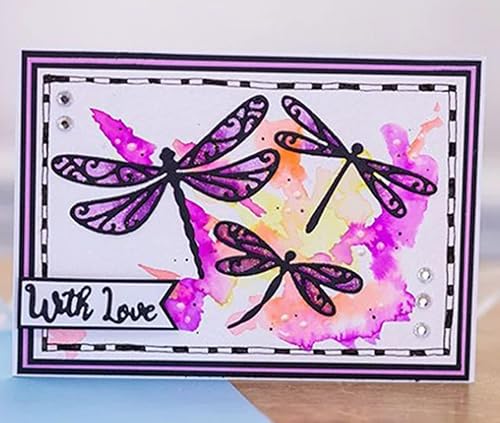 Miniatura 3 de Juego de 3 plantillas troqueladas de metal con marco de libélulas, plantillas de corte de libélula para manualidades, álbumes de recortes, fotos,