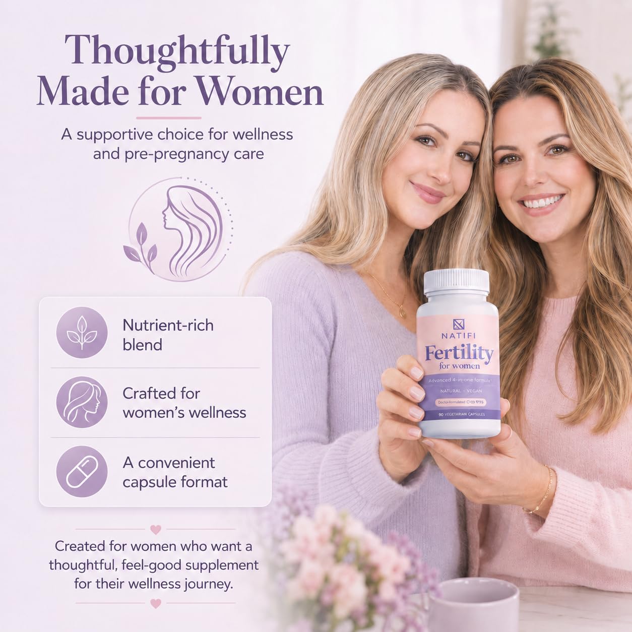 Natifi Conception Fertility Prenatal Vitamins Regulate Cycles, Balance Hormones, Aid Ovulation. Conception Multivitamin for Women. Healthier Pregnancy -60 Capsules- Folic Acid, Myo Inositol, Vitex. — Amazon image 5