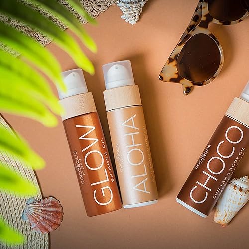 COCOSOLIS Bundle Bio Oils CHOCO, ALOHA & GLOW 2 Aceleradores de bronceado y 1 aceite brillante para una piel sexy y radiante