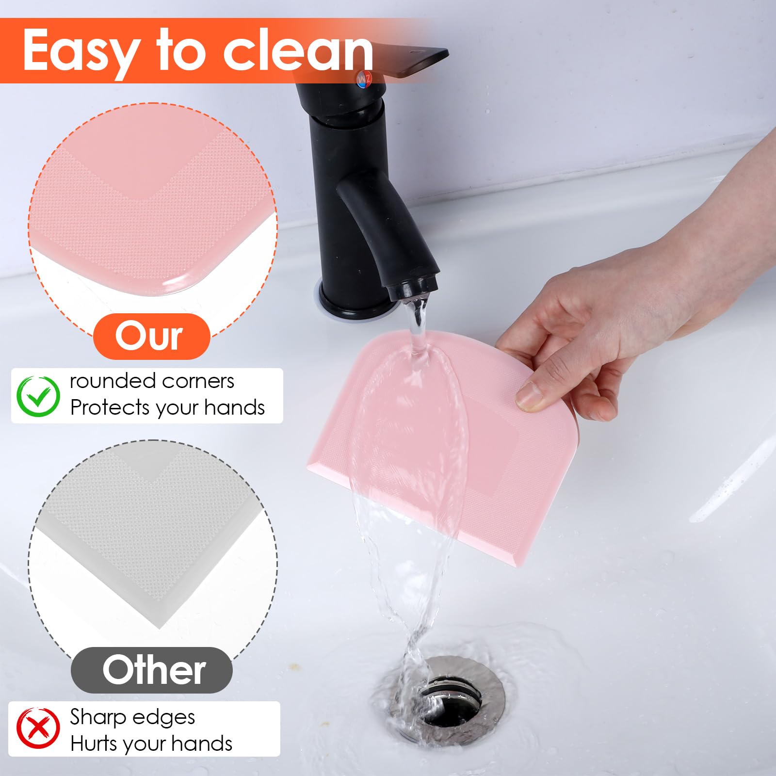 5 Pcs Plastic Bench Scraper Flexible Dough Scraper Bpa Free Pe Plastic Flexible Bowl Food-Safe Silicone Bench Scraper For Bread Cake Dough Fondant Icing (White, Green, Orange, Pink) - Image 4