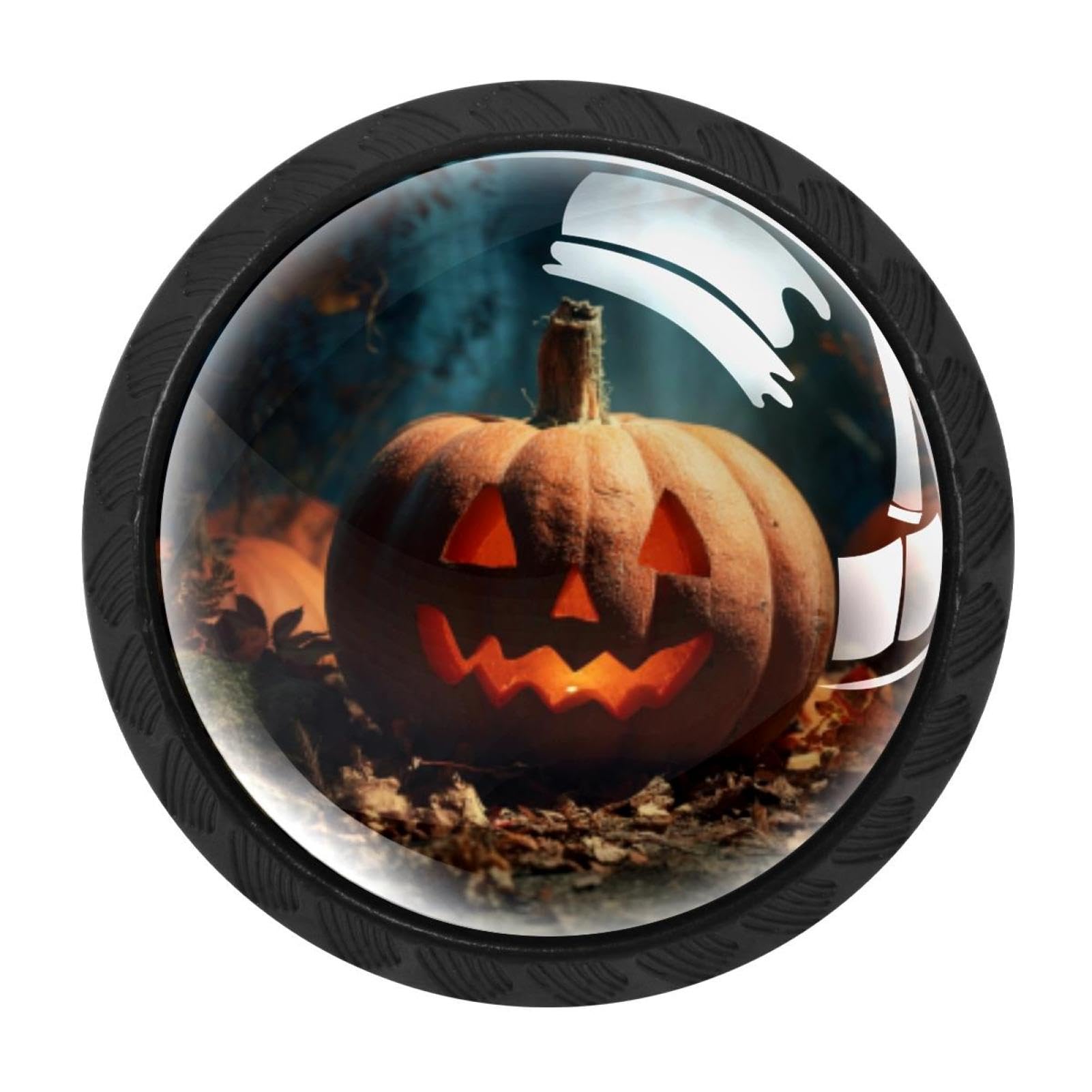 CHENZZZZ Pumpkin Halloween Fall (2) Drawer Knobs Pull Handle Crystal Glass Circle Shape Cabinet Drawer Pulls Cupboard Knobs with Screws for Kitchen Cupboard Dresser Wardrobe etc