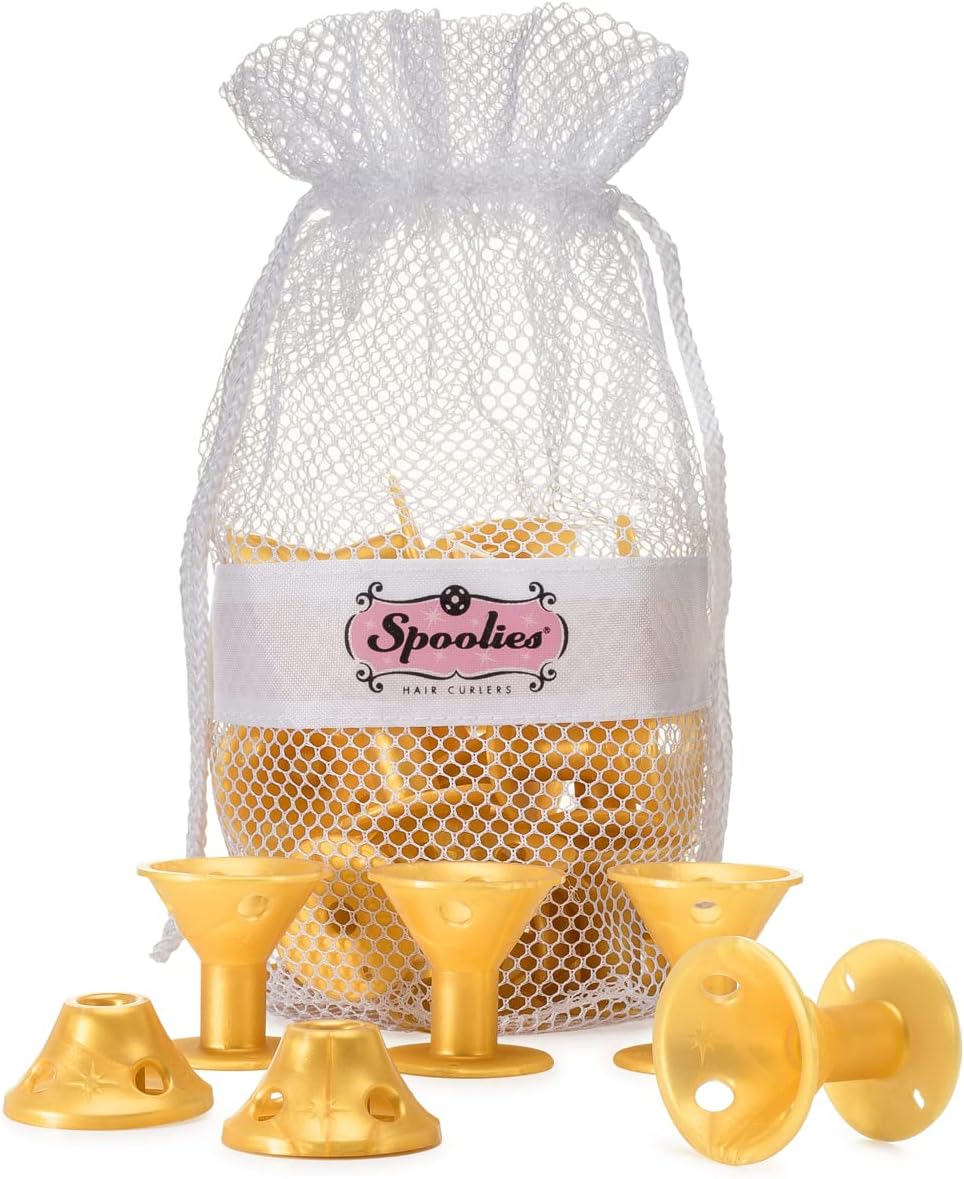 Original Hair Curlers, Heatless Silicone Rollers with Mesh Bag Gift for Natural Hair, Hair Extension plus Wigs, Made in USA, 15 Jumbo Size (Gold Edition)