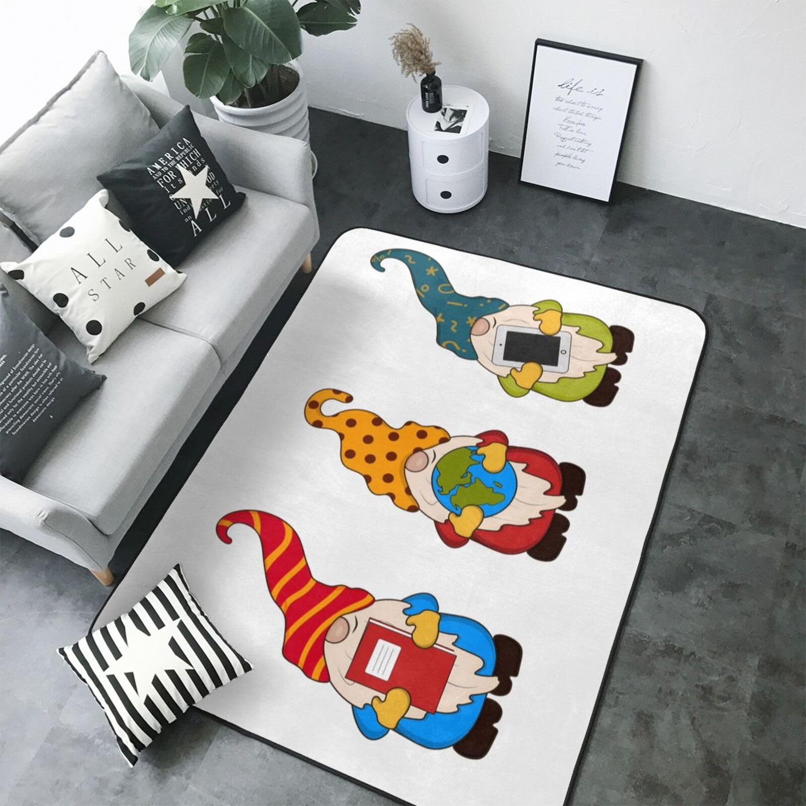 Tapis de chambre gnomes doux et lavable pour réchauffer le coin jeux des enfants