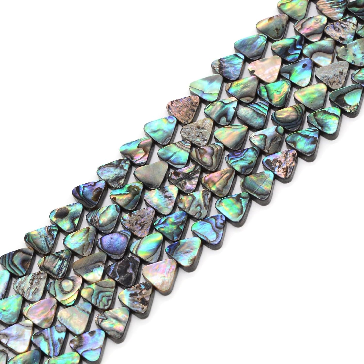 Natural Abalone Shell 8mm Flat Triangle Loose Beads Strand 16"
