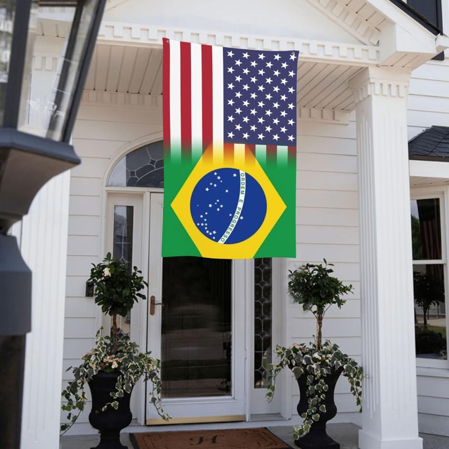 USA Brazil Friendship Flag - Indoor and Outdoor Decoration Flag - Garden Courtyard Party Wall Home Porch Festival Funny Flags - 5X8FT