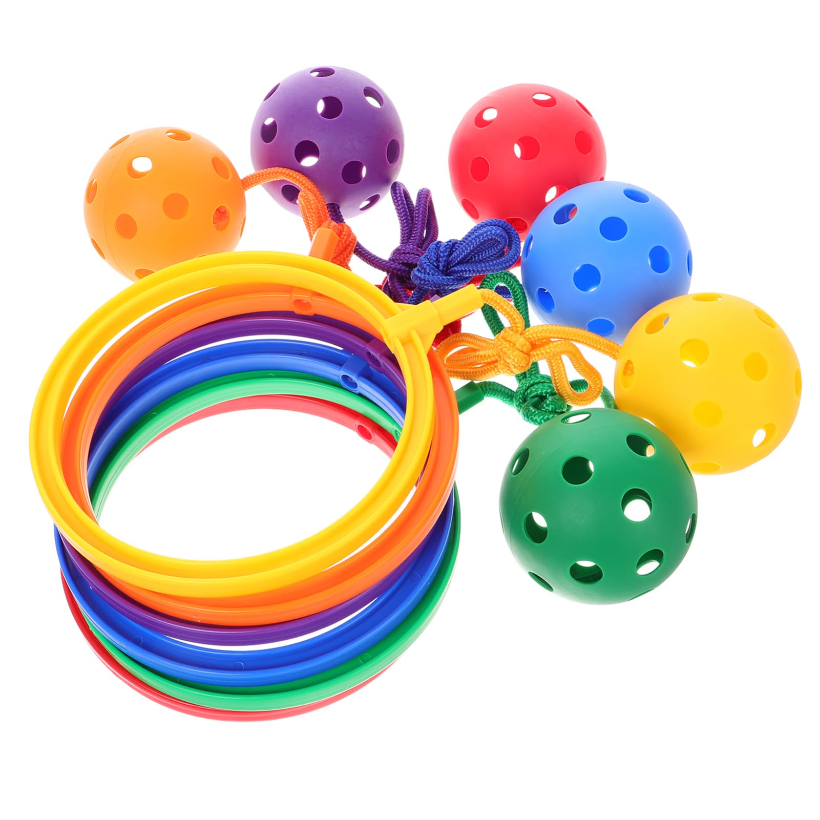 Toyvian 6pcs Ankle Skip Ball Toy - Adjustable Rope Jump Ring for Kids, Assorted Colors - Fitness Equipment for Playground, Coordination Development