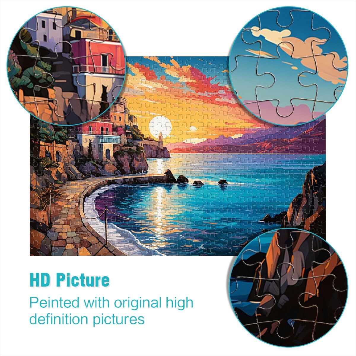 puzzle per adulti la Costiera Amalfitana per Adulti 2000 Pezzi Puzzle 70 x 100 cm Puzzle di carta grigia per adulti e bambini Età 14 anni in su Rompicapo Puzzle