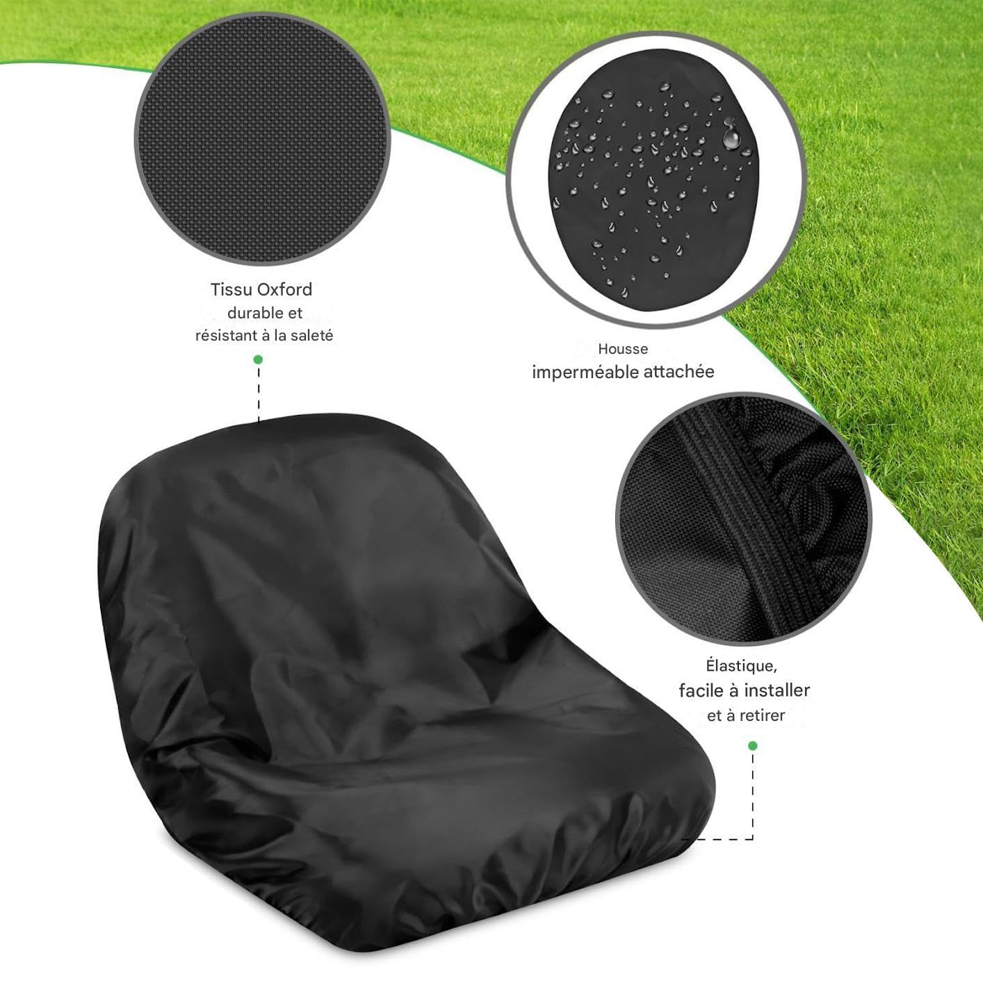 Coprisedile Impermeabile Per Tosaerba – Tessuto Oxford 50x35x39 Cm, Con Cinturini Regolabili, Protezione Da Pioggia E Polvere