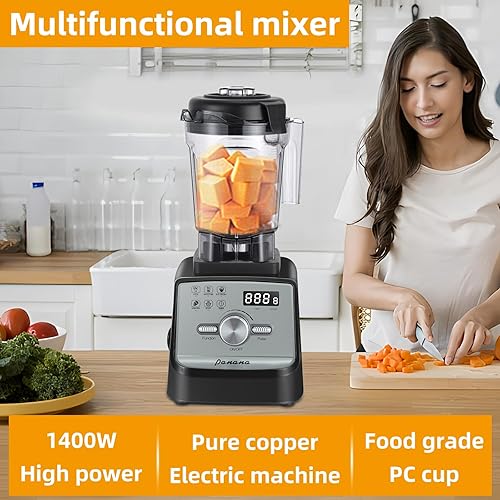 Miniatura 8 de Panana Licuadora profesional, licuadora de encimera, licuadora de batidos para el hogar, 1400 W, 68 onzas, gran capacidad con 5 funciones