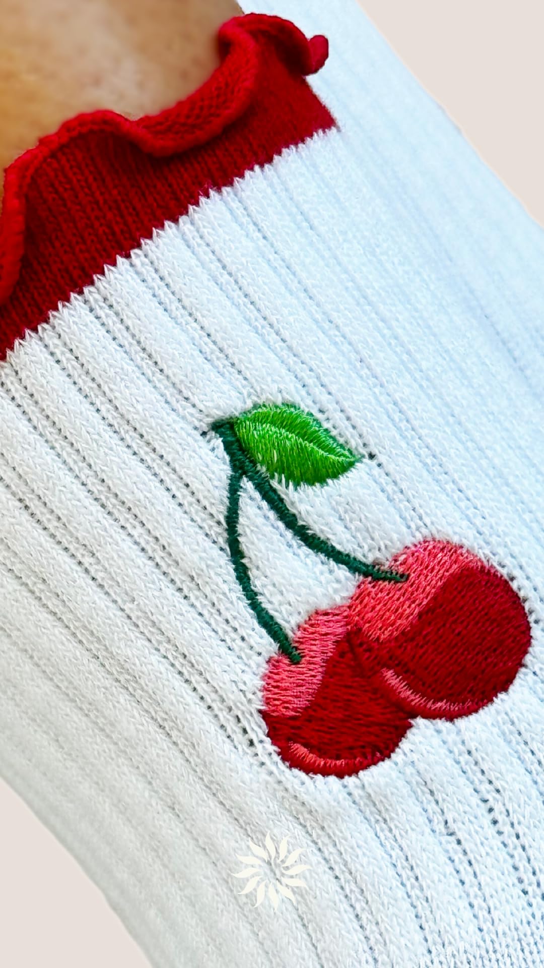 Non-Slip Pilates Socks with Grips for Women | Cute Grip Socks for Yoga Ballet Barefoot Workout | Design Anti Skid Athletic Socks | Set of 1| Size 5-9 US Womens | Cherry Quarter Fit Ruffles