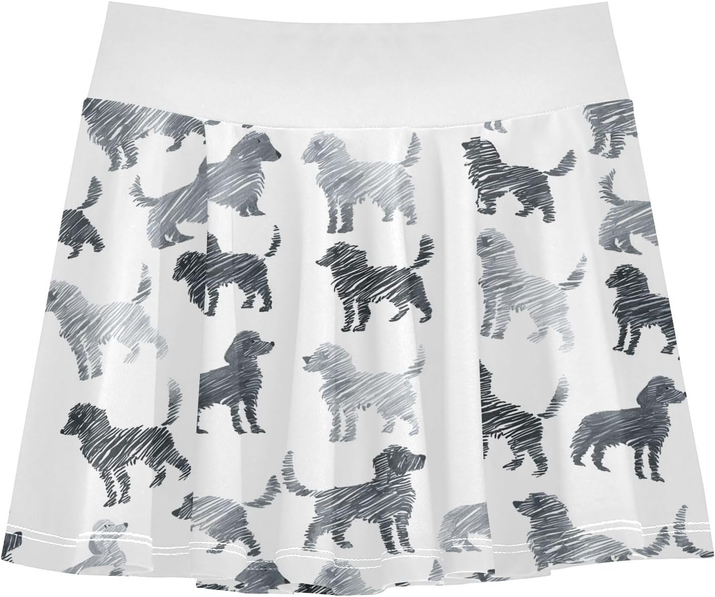 visesunny Line Silhouette Puppy Girl's Golf Skirt Athletic Tennis Skort Sport Activewear with Double Layer Pockets