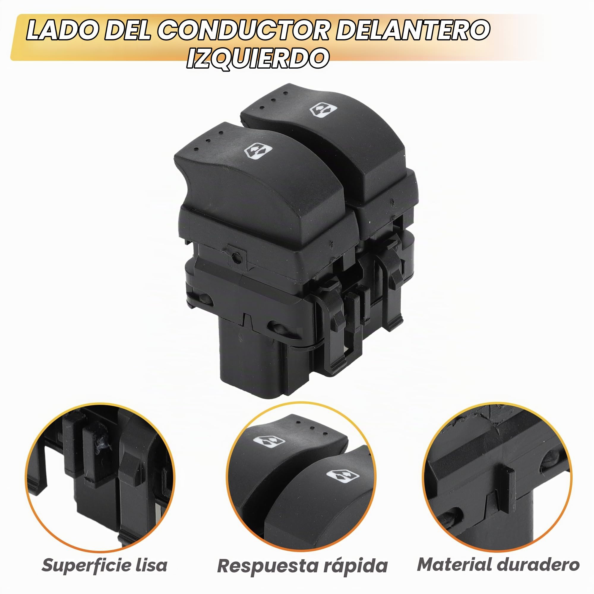 A ABSOPRO Interruptor De Ventana Eléctrica Para Renault, OE 8200315044 | Negro, Plástico/Metal, 10 Pines, Lado Conductor Izquierdo, Control De Ventana, Para Renault Espace IV (JK0/1_) 2002-2015