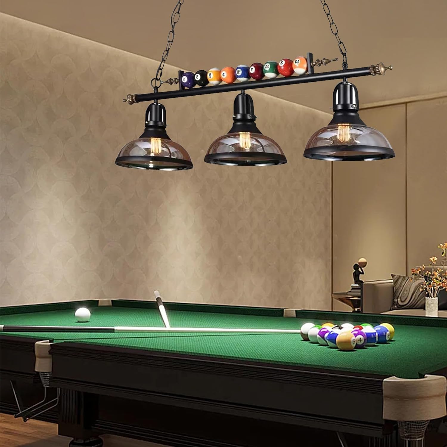 Adjustable Industrial Vintage Pool Table Pendant Light - Billiard Lights for Snooker Table, Kitchen Island, Hanging Decoration Chaner