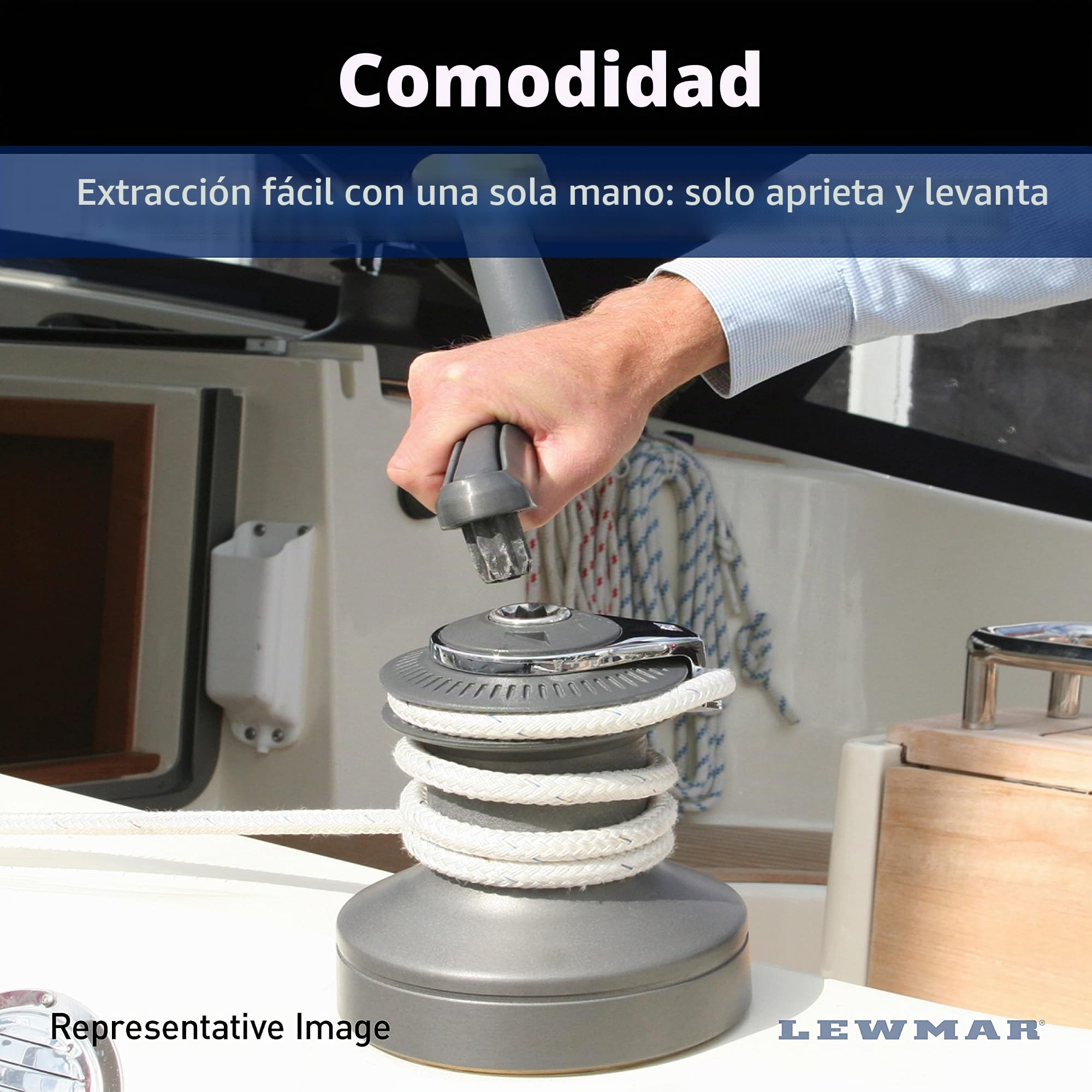 Lewmar One Touch Power Grip Winch Handle, Grey