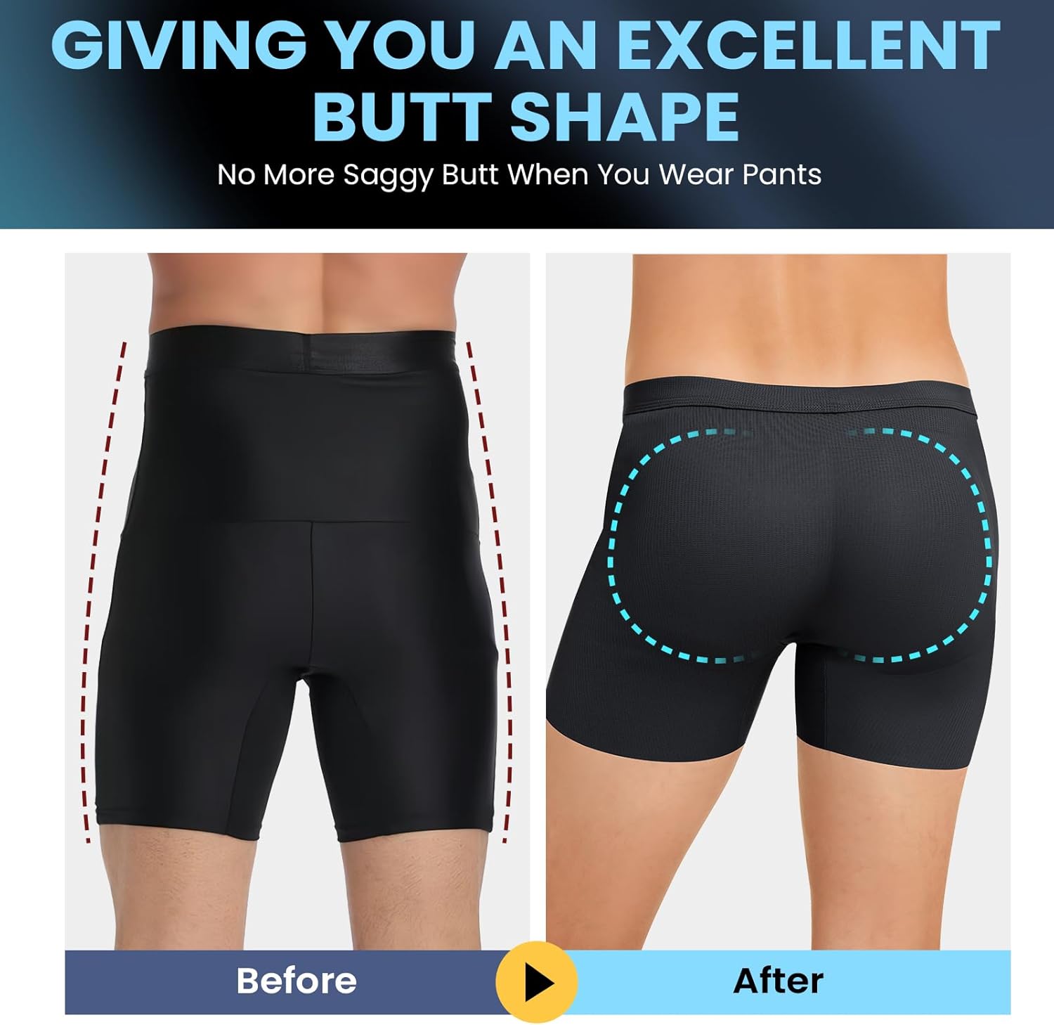 Men's Padded Underwear Boxer Briefs Tummy Control Body Shaper Shapewear Enhance Butt Lifter - Image 3