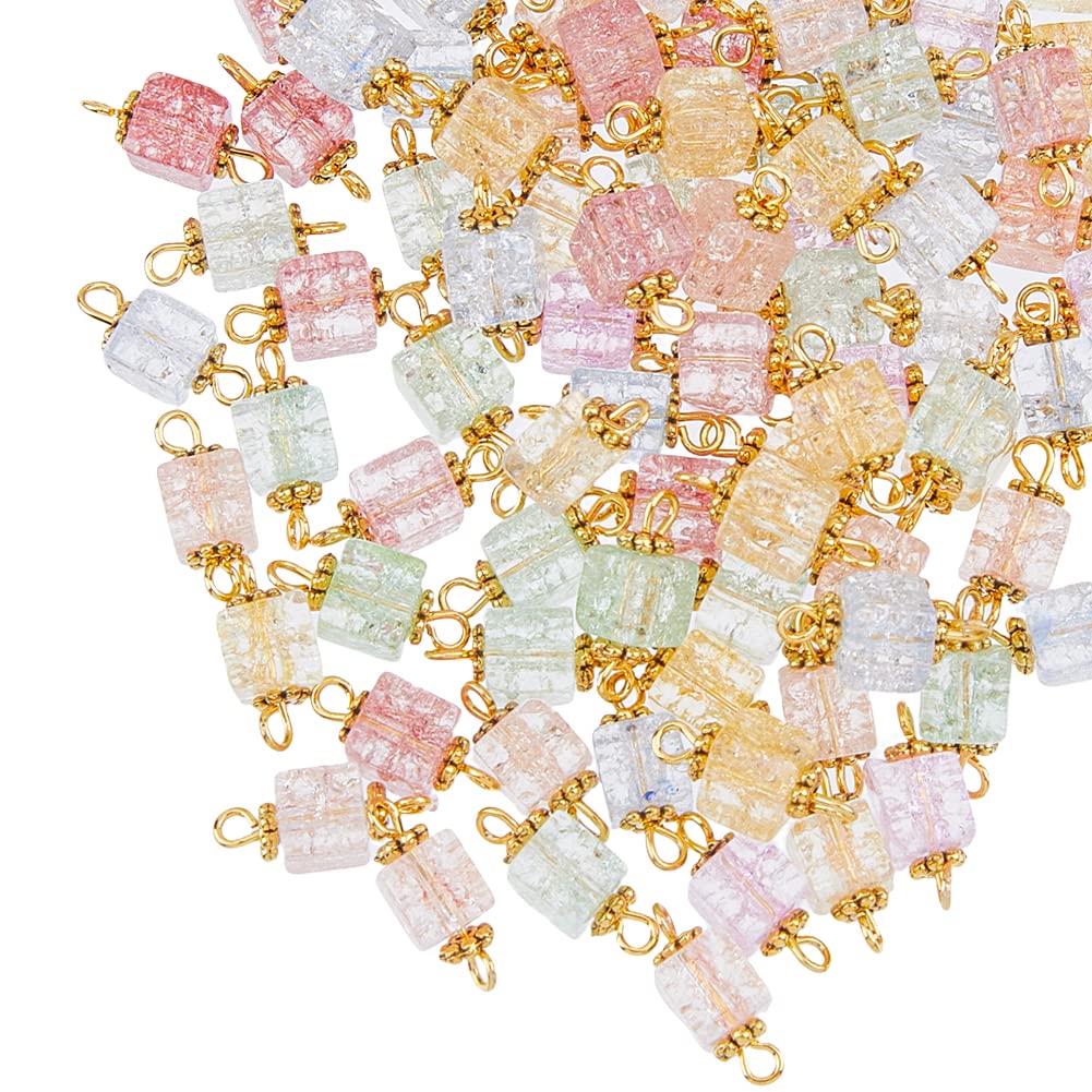Connecteurs en verre craquelé de 100 pièces carrés pour création bijoux DIY