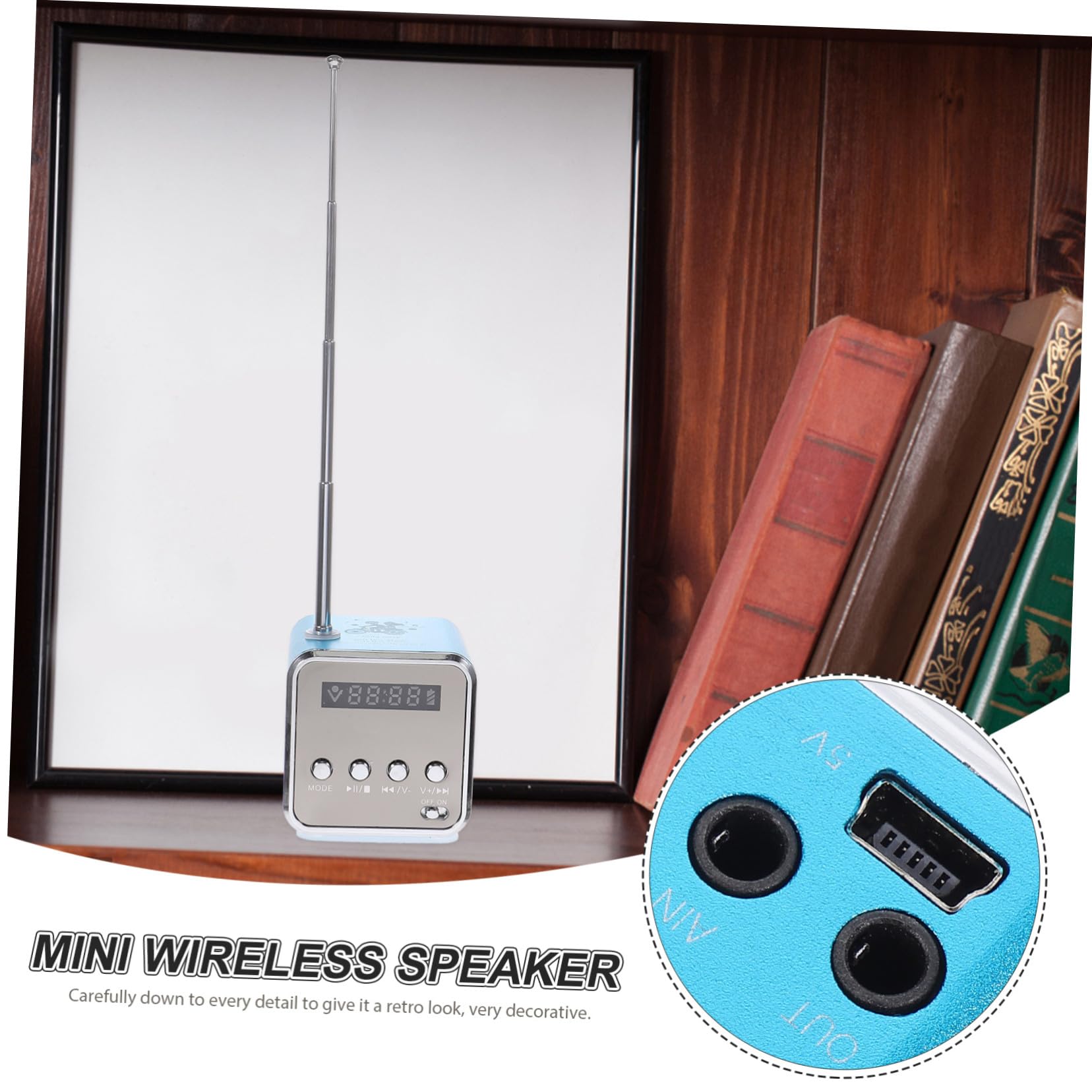 Toddmomy Mini-Enceinte sans Fil Portable Rétro Bleue en Alliage D’Aluminium