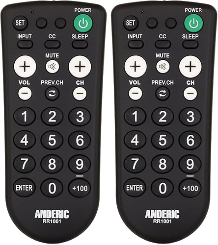 Anderic RR1001 Simple TV Control remoto universal  Funciona en todas las marcas  Ideal para hoteles y habitaciones de hospitalidad  Control remoto