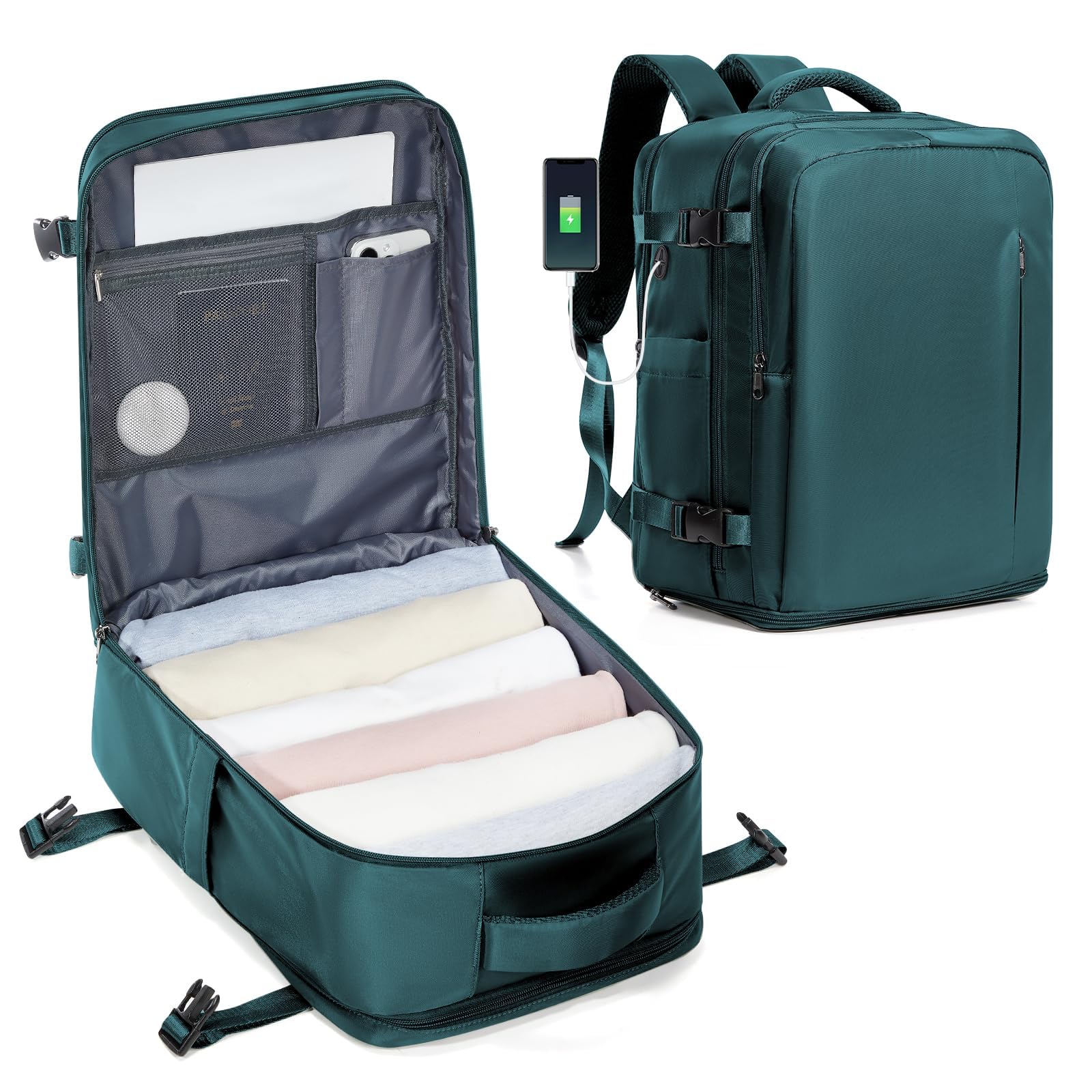 SZLX Zaino Ryanair 40x30x20 Sottovuoto Zaino da Viaggio 40x20x25 Ryanair Wizzair Donna da escursionismo impermeabile Zaino Casual Laptop da 14 Pollici con porta di ricarica USB Scomparto per Scarpe