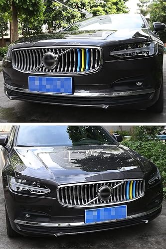 Miniatura 9 de SANRILY Moldes decorativos de rejilla multicolor compatibles con Volvo S90 2017-2021 cubierta de parrilla delantera (azulamarilloazul)