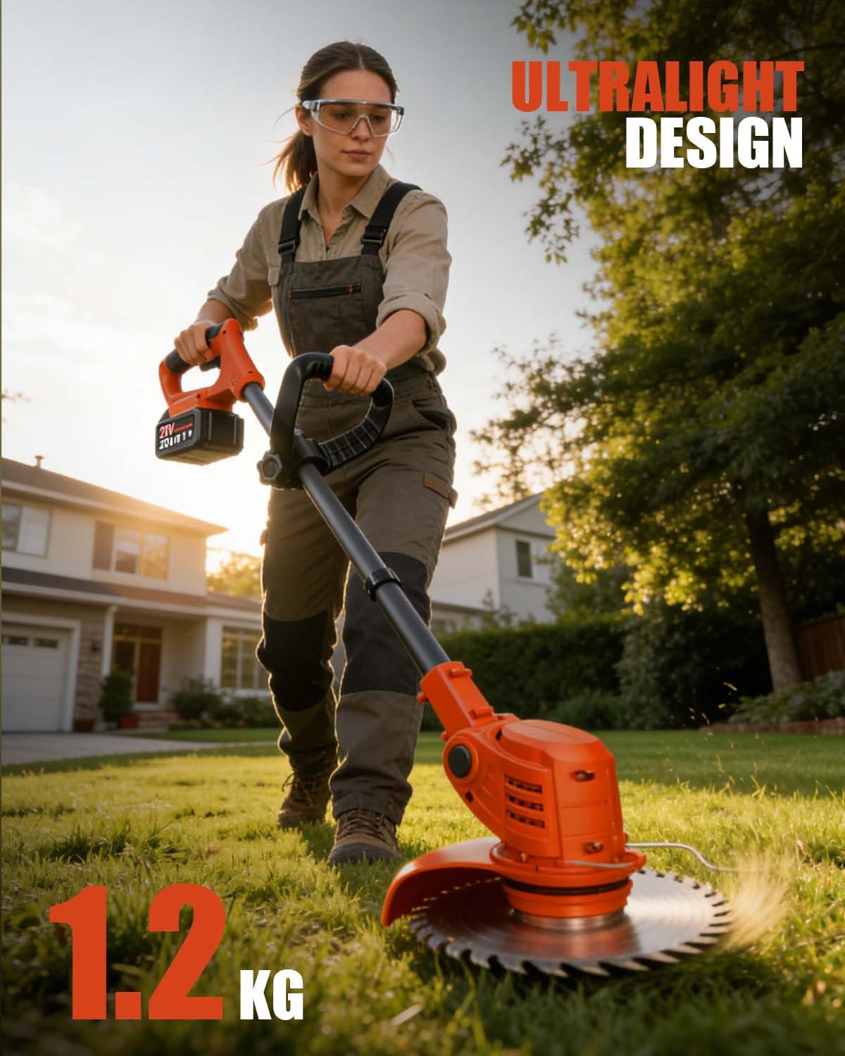 Débroussailleuse Electrique sans Fil, 850W Débroussailleuse Batterie Brushless, avec 2 Batteries 4.0Ah et 4 Lames, Coupe Bordure sans Fil avec Batterie pour tondre Le Jardin et la pelouse (Rouge)