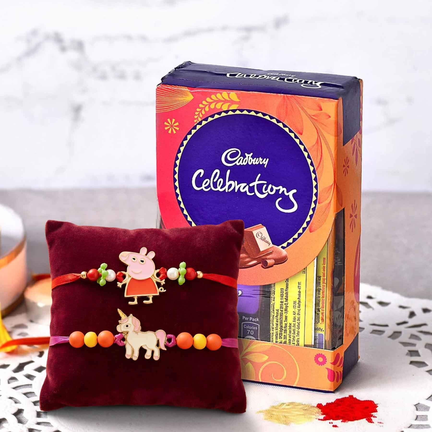 TIED RIBBONS Rakhi For Kids Boys With Chocolates Gift Pack - Pack Of 2 Cartoons Rakhi With Cadbury Celebration Chocolates Pack And Roli Chawal - Cartoon Rakhis For Kids, 200 Gm-image-15
