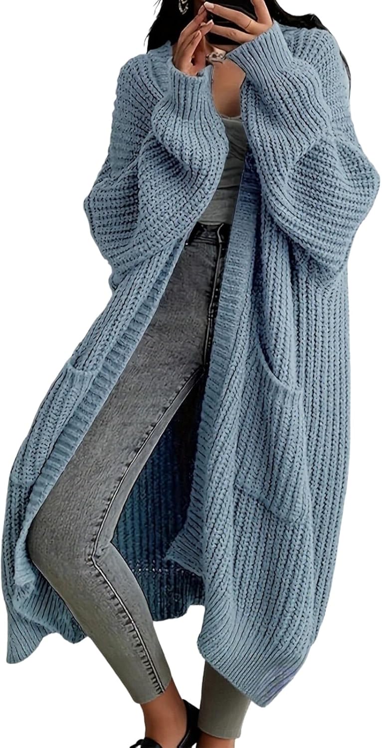 Product image of Womens Long Cardigan Sweaters Oversized Knit Chunky Sweater Open Front Cardigan Warm Coat Fall Winter Coats Outwear