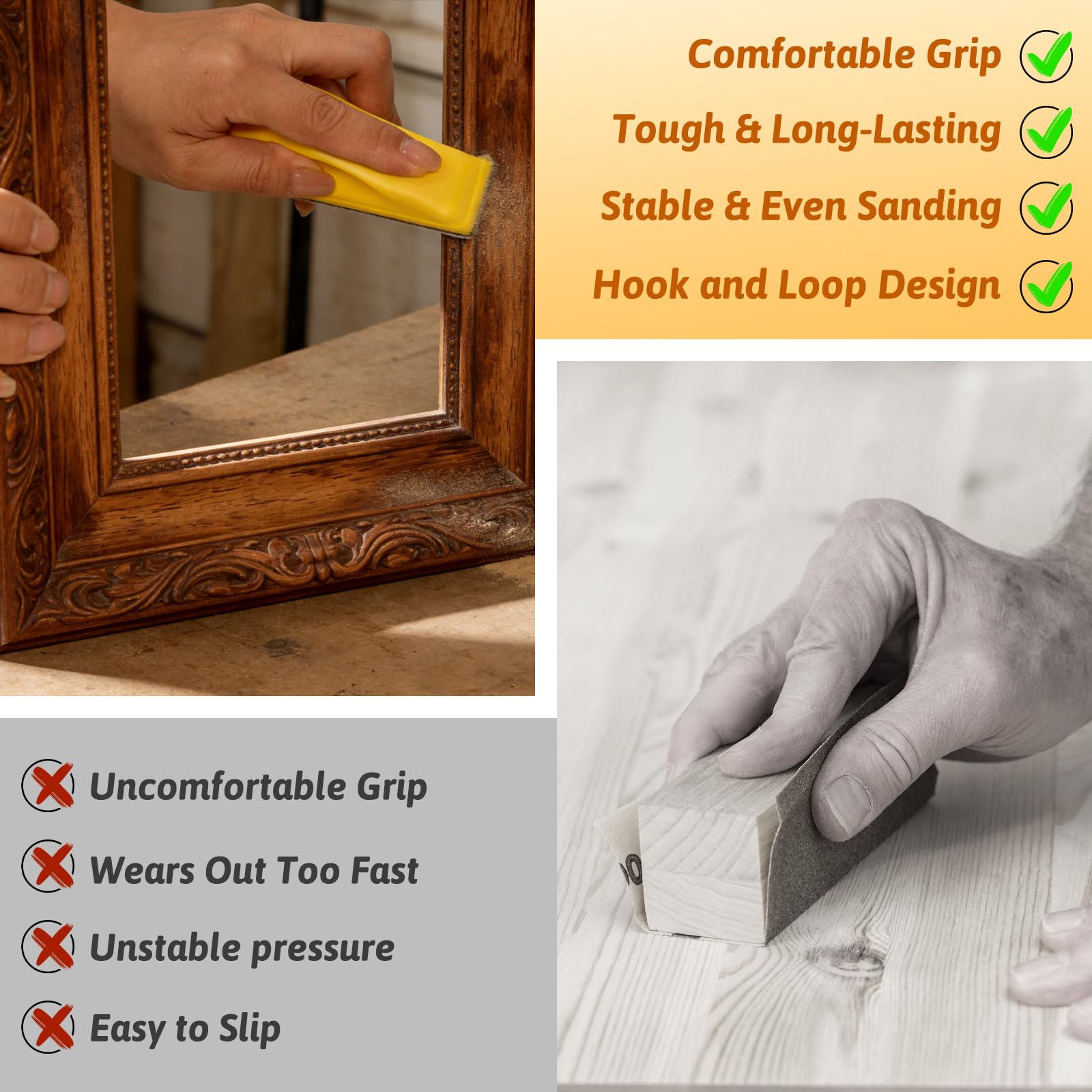 180 PCS Mini Detail Sanding Kit, 80-1000 Grit Sandpaper with Finger Sanding Blocks for Small Areas and Corners, Ideal for Woodworking, Furniture Repair, Crafts and DIY - 4